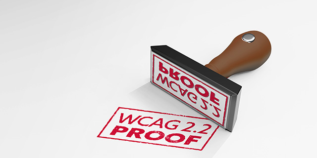 Stamp with text "WCAG 2.2 Proof"